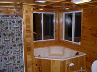 outdoorsman lodging, patten me - picture of master bath and jacuzzi